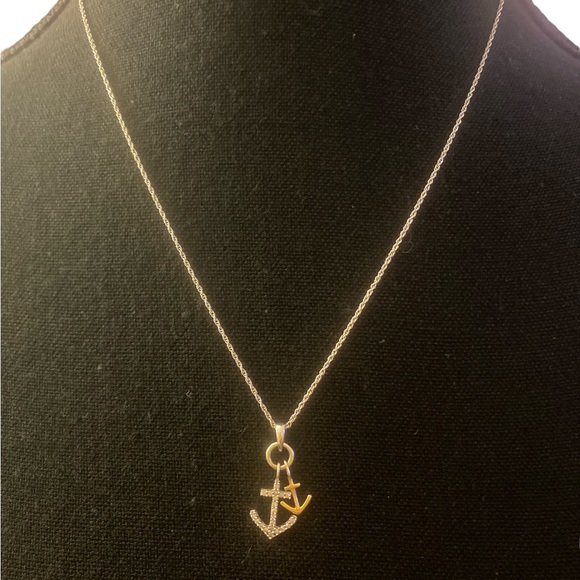 Sterling 925 Necklace with Gold Plated and Silver Anchor Pendants EUC - Picture 3 of 8